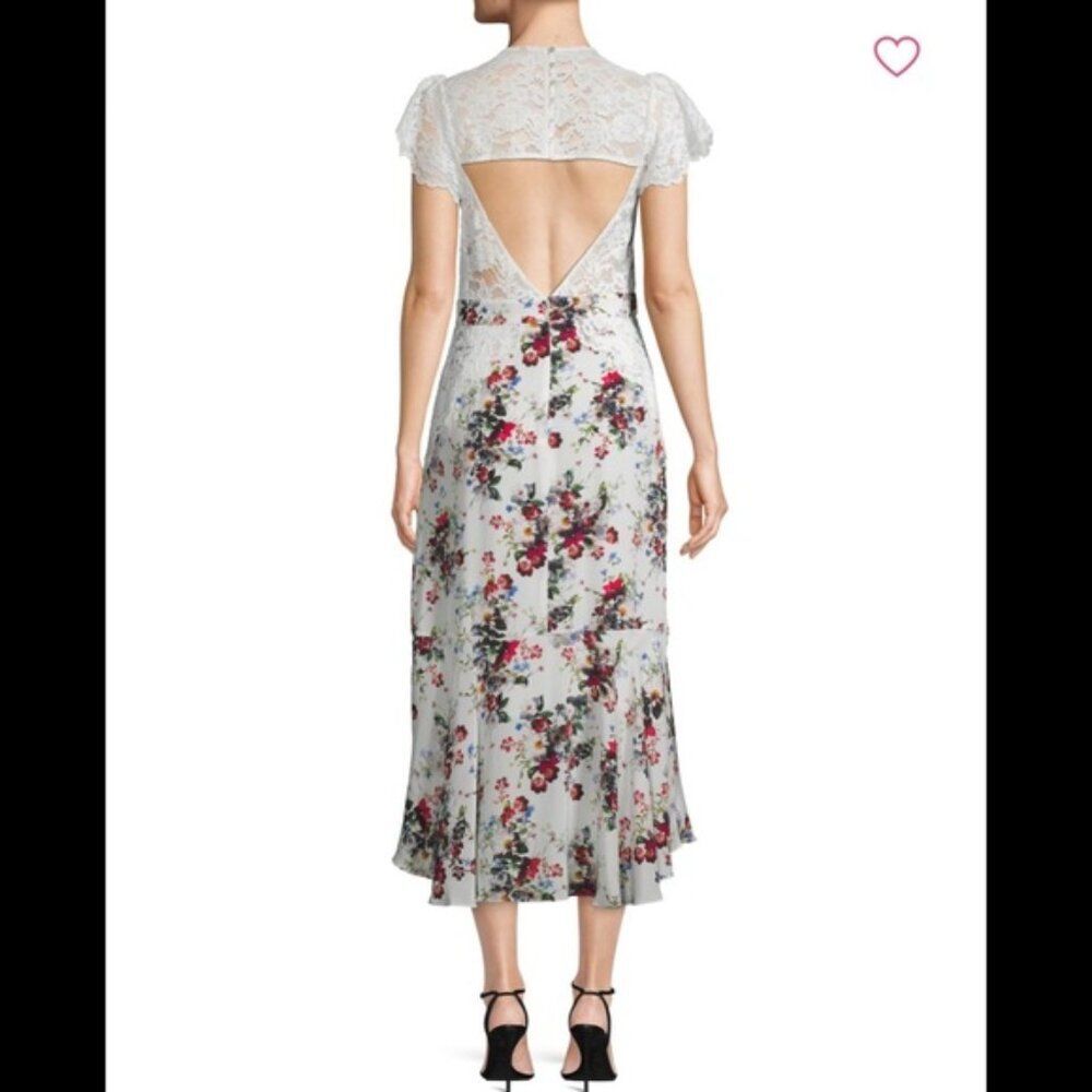 Marissa Webb Imani Dress Gorgeous Back cutout floral silk lace Summer Party midi - Picture 8 of 14
